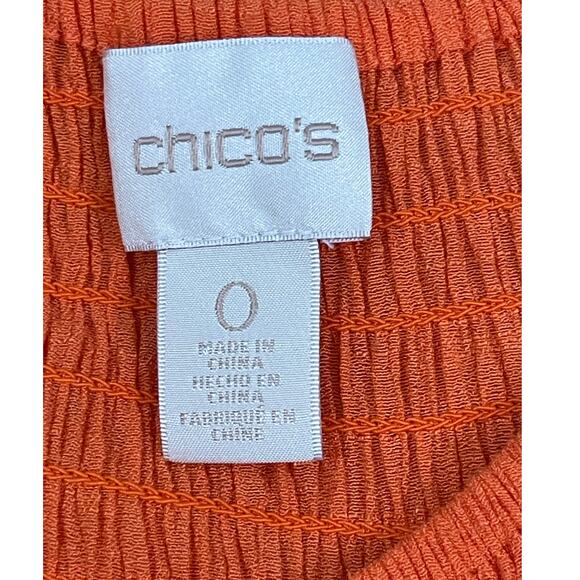 Chico's Womens 0 Size Small 4 Orange Off The Shoulder Boho Summer Blouse Top - Picture 4 of 10